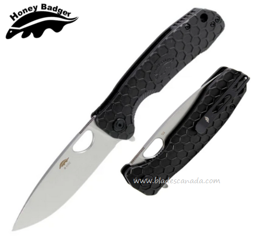 Honey Badger Large Blackout Flipper Folding Knife, Limited Edition, D2, FRN Black, HB1286